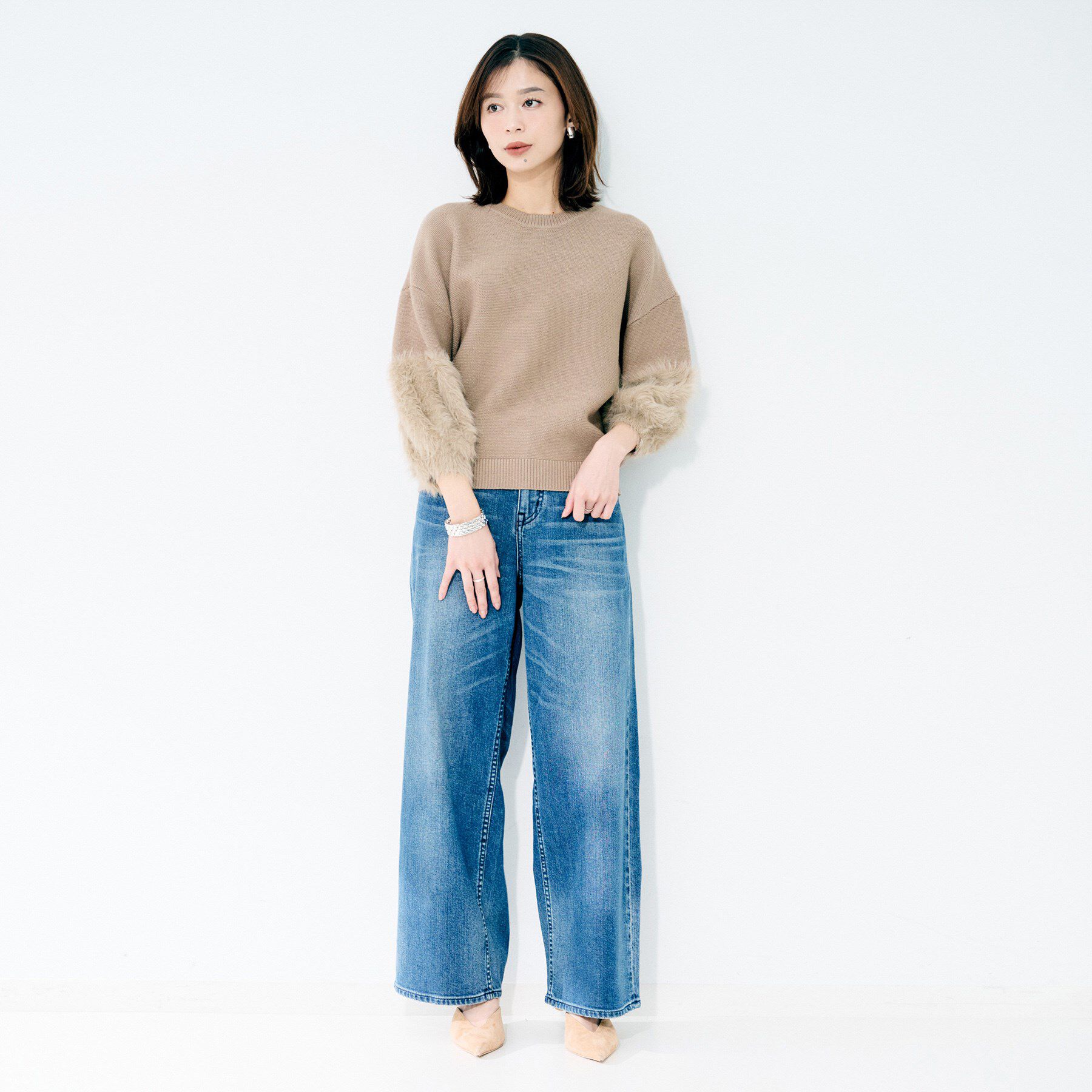 UNTITLED「【TORRAZZO DONNA】ファースリーブ2wayプルオーバー」|Tシャツ・カットソー|