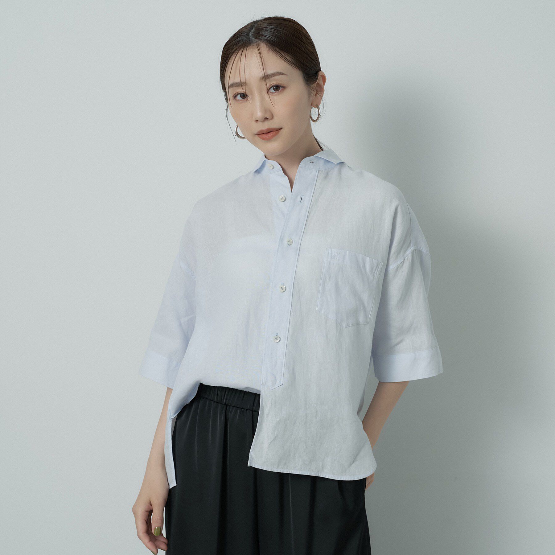 UNTITLED「【TICCA】リネン半袖シャツ」|シャツ・ブラウス|サックスブルー(09