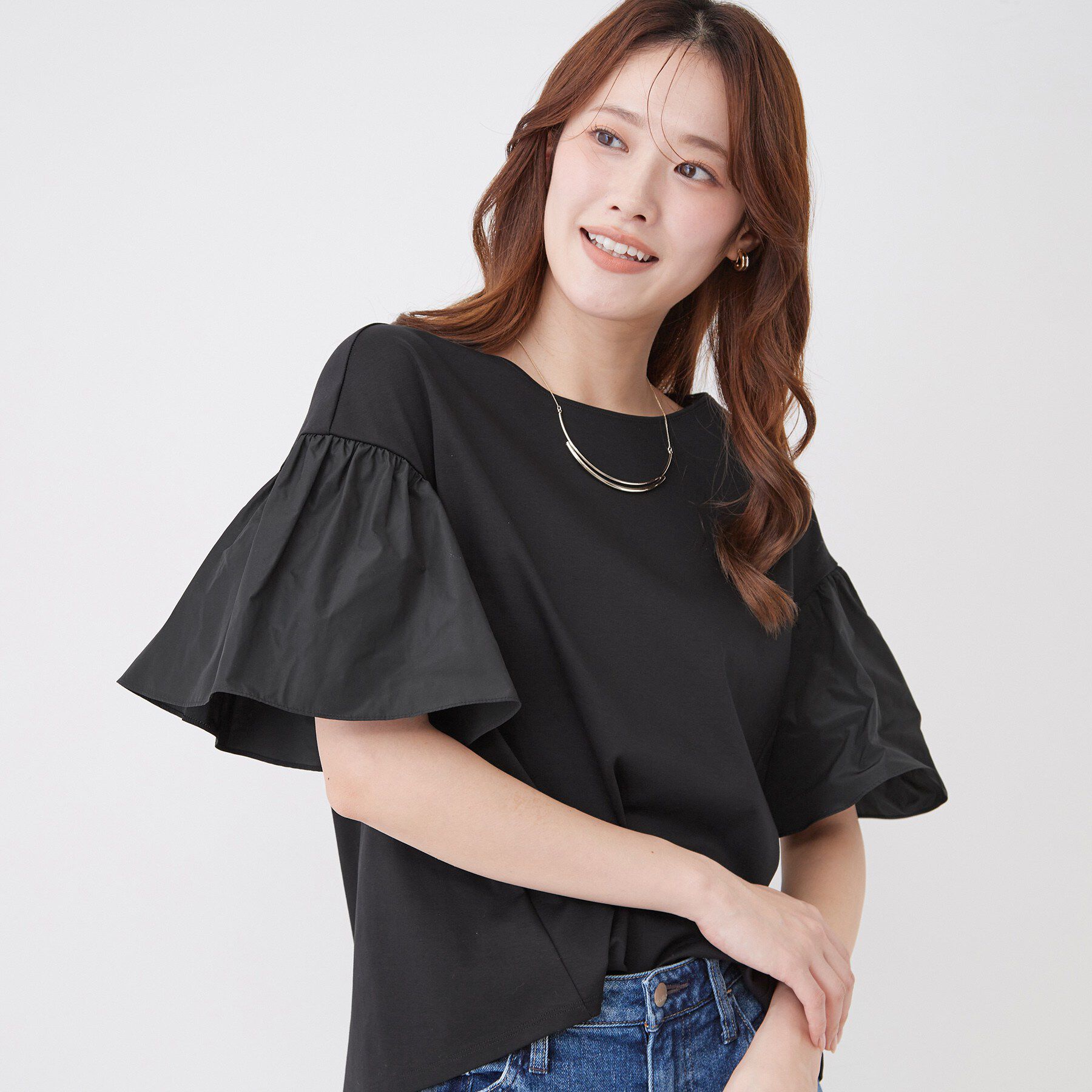 COUP DE CHANCE「【手洗い可／日本製】ギャザーフレアスリーブ　プルオーバー」|Tシャツ・カットソー|