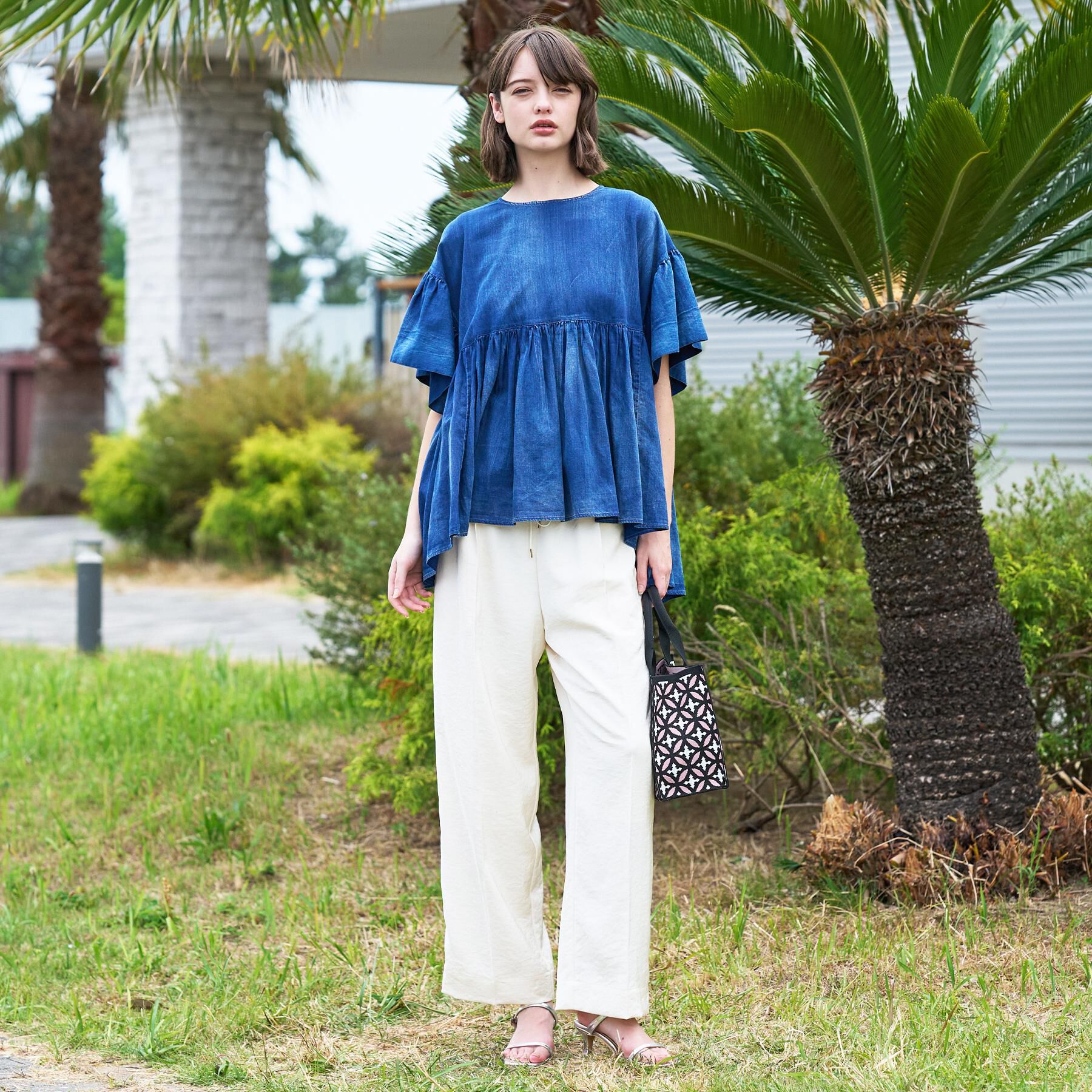DRESSTERIOR「【夏デニム】シアーデニムAラインブラウス」|シャツ・ブラウス|