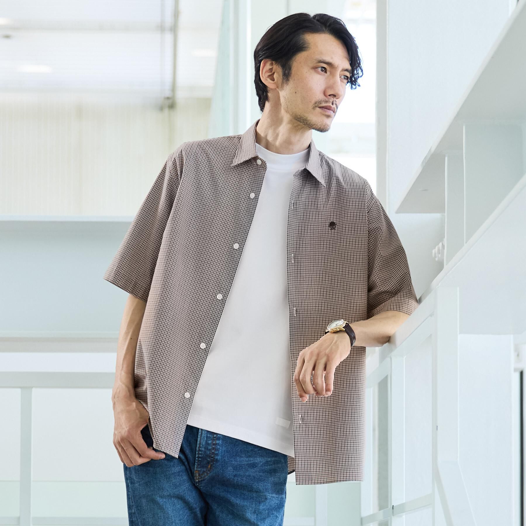 TAKEO KIKUCHI「ワンポイント 半袖ギンガムチェックシャツ」|シャツ・ブラウス|
