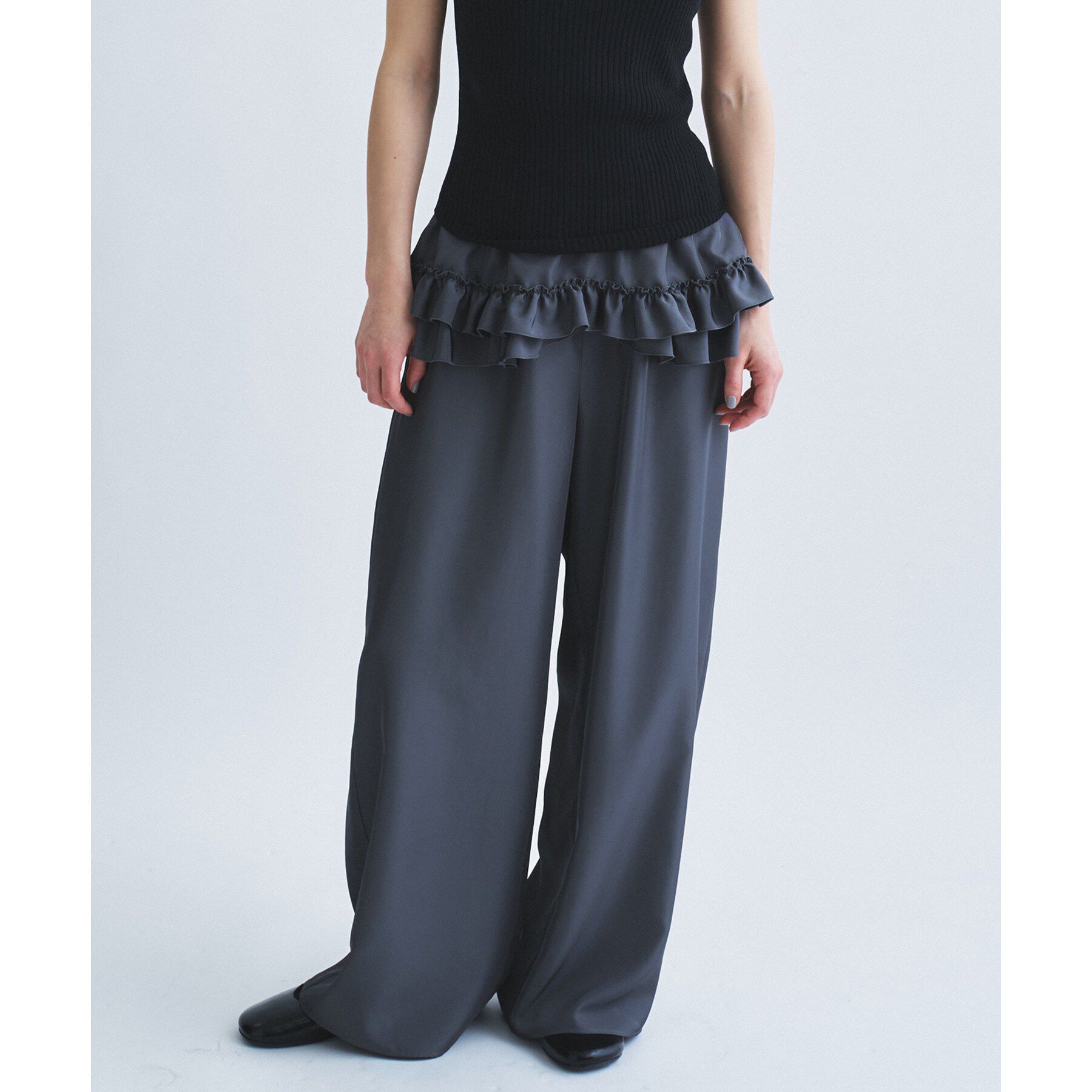 CODE A「frill wide pants」|その他|チャコールグレー(0