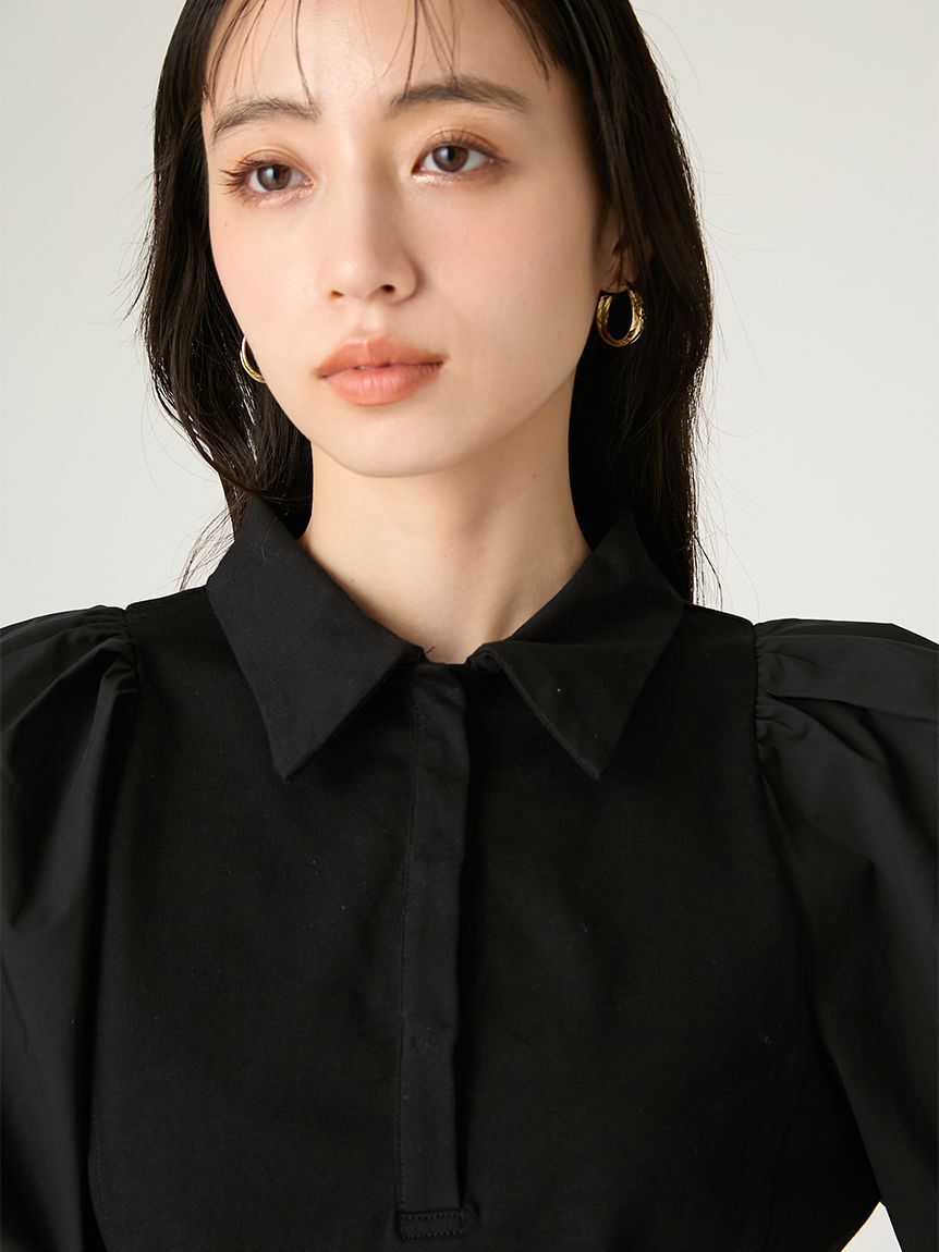 FRAY I.D「パフスリーブポロカラートップス／ウォッシャブル」|Tシャツ・カットソー|