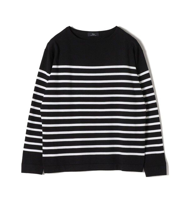 SHIPS for women「SHIPS Primary Navy Label:〈手洗い可能〉スヴィン ボーダー ボートネック ニット」|ニット・セーター|ブラック