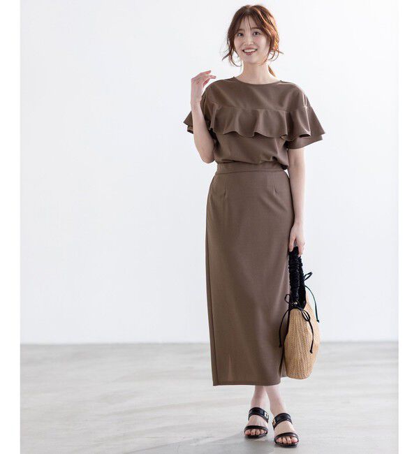 ANY SIS「【前後着用・UVケア・洗える】2WAYジョーゼットジャージーフリル カットソー」|Tシャツ・カットソー|