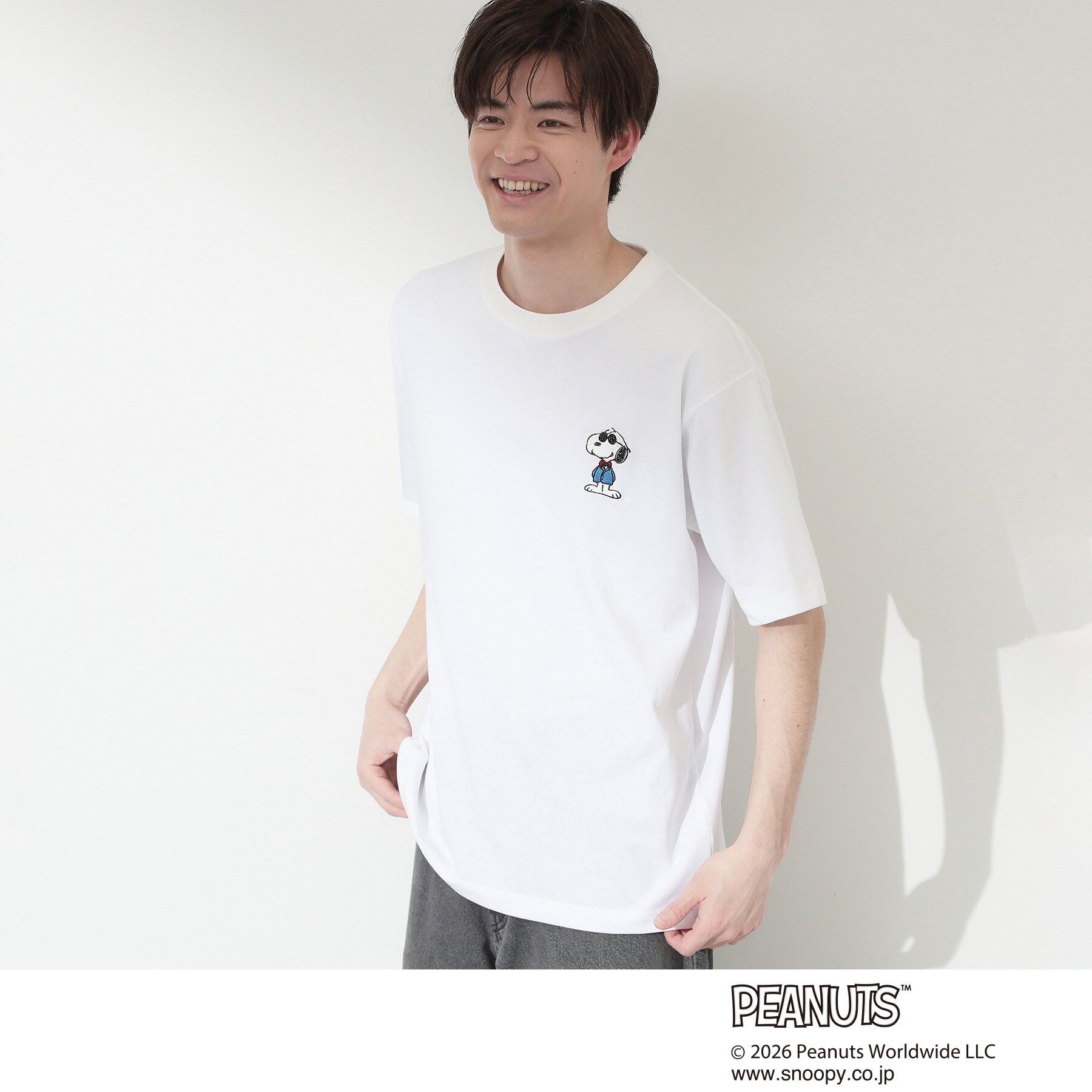 THE SHOP TK「PEANUTS ／ ピーナッツ スヌーピー ワンポイント刺繍 半袖Tシャツ」|Tシャツ・カットソー|