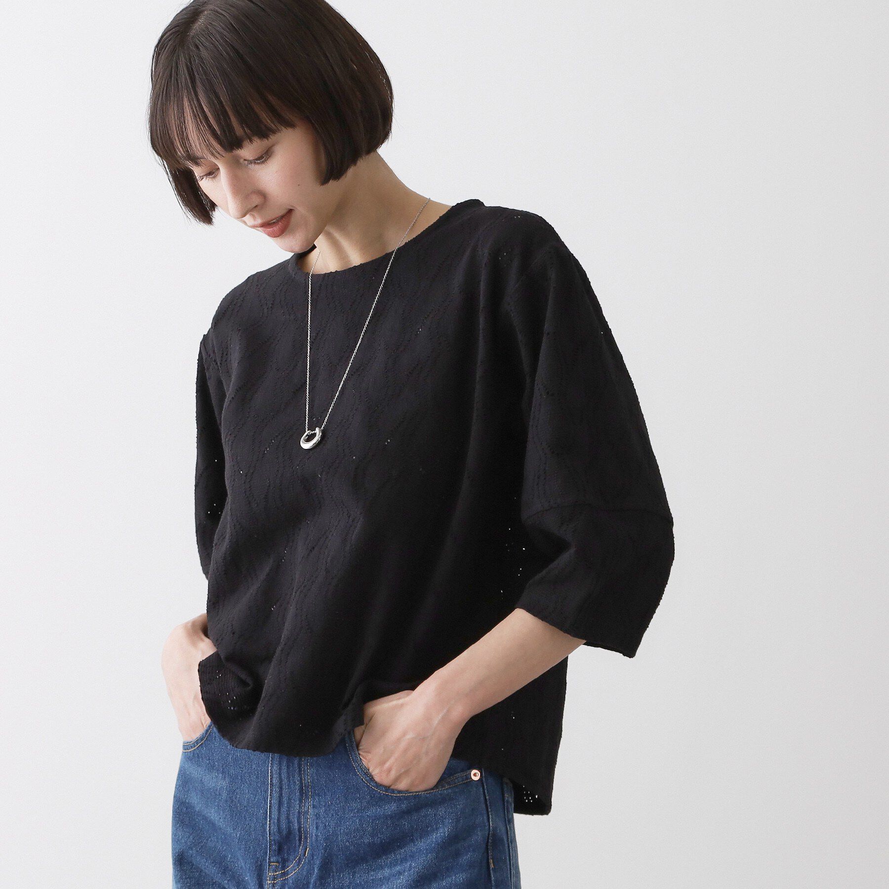 Dessin「【洗える】七分袖レースカットソー」|Tシャツ・カットソー|