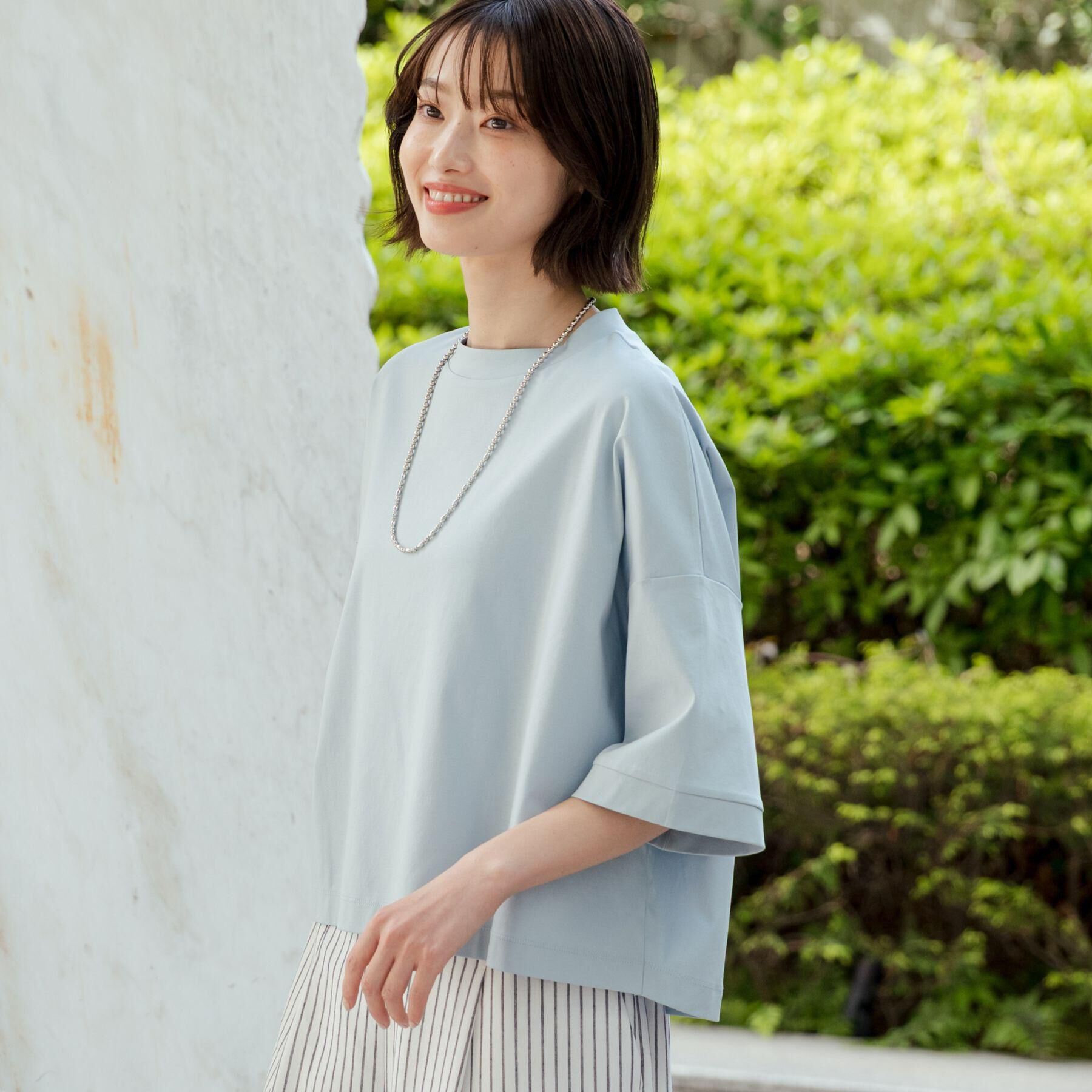 Dessin「【新色追加/体型カバー】美光沢カットソーボクシーシルエット」|Tシャツ・カットソー|
