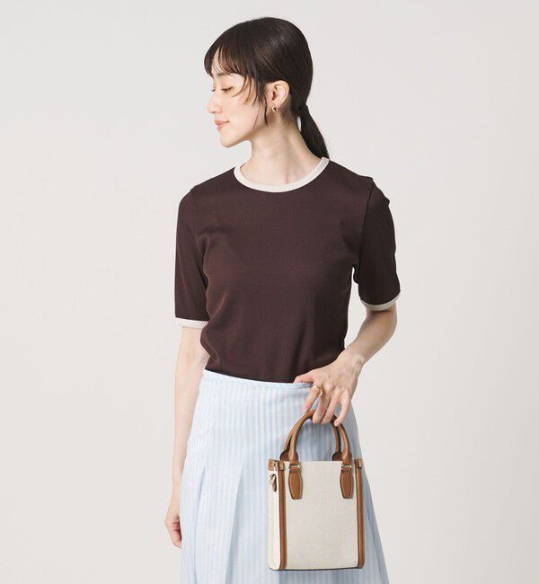 UNITED ARROWS「リブ バイカラーパイピング 五分袖 Tシャツ」|Tシャツ・カットソー|DK.BROWN