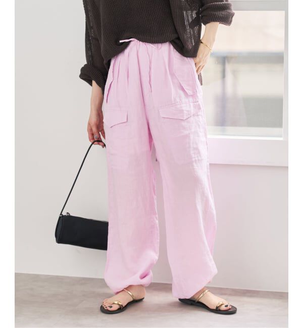Spick and Span「TICCA  / ティッカ リネンカーゴパンツ」|カーゴ|ピンク