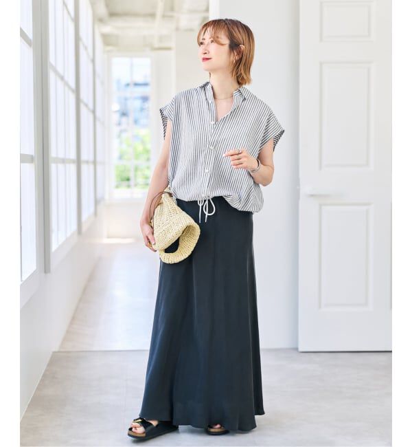 Spick and Span「ストライプフレンチヘムギャザーシャツ」|シャツ・ブラウス|