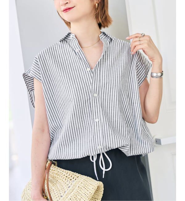 Spick and Span「ストライプフレンチヘムギャザーシャツ」|シャツ・ブラウス|
