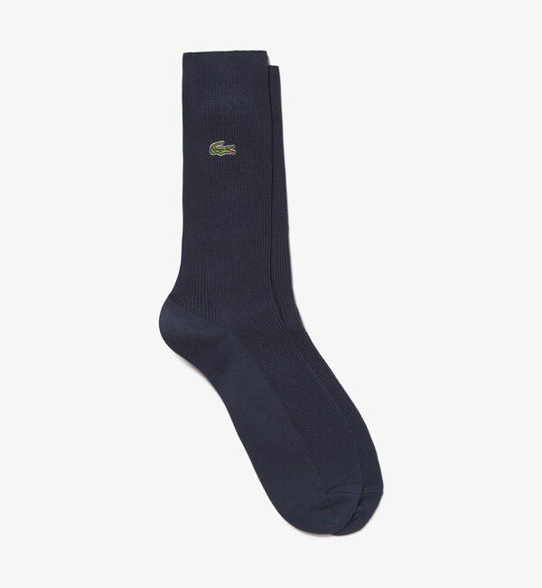 LACOSTE「クロックエンブレム1&times;1リブニットソックス」|ソックス|ネイビー