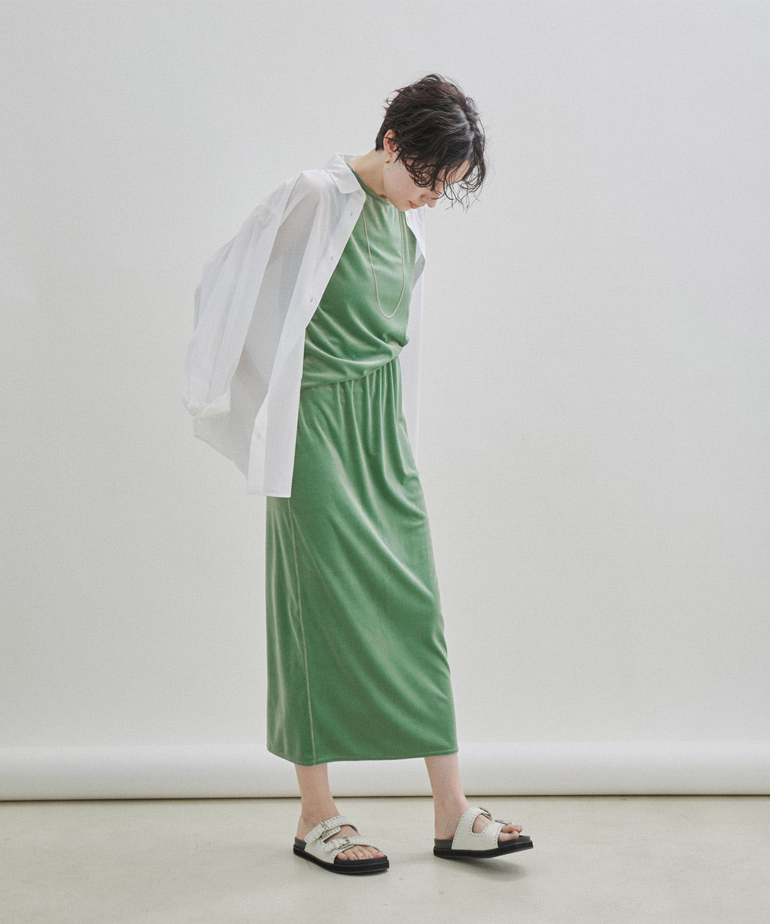 SALON adam et rope'「ベロアロングスリットタイトスカート【セットアップ対応・洗える】」|スカート|