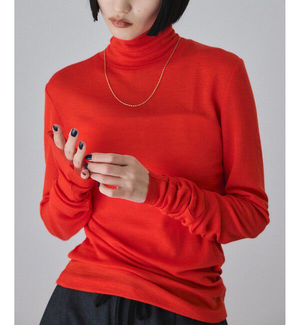 ADAM ET ROPE'「ウォッシャブルウールタートルネックカットオフプルオーバー」|Tシャツ・カットソー|