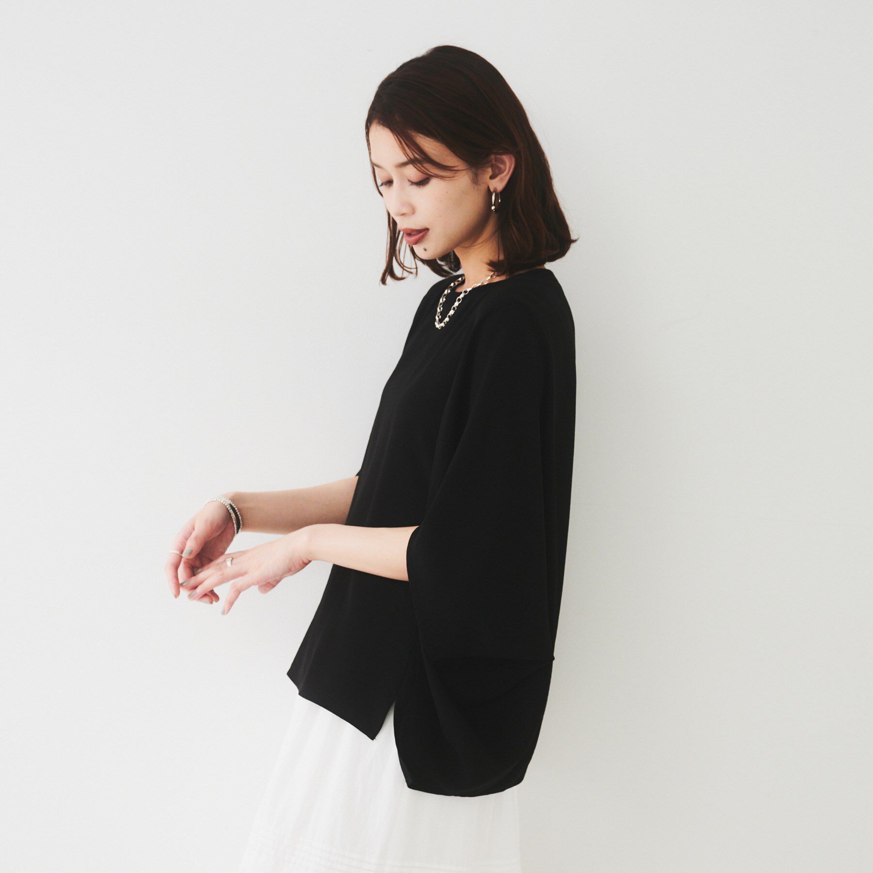 UNTITLED「【UVカット/接触冷感/吸水速乾/ストレッチ性】ドルマンプルオーバー」|Tシャツ・カットソー|