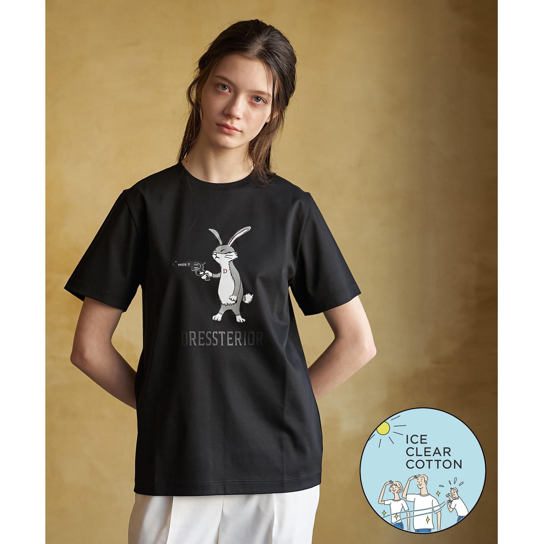 DRESSTERIOR「【接触冷感／抗菌防臭／消臭】アイスクリアコットン ピストルラビットT」|Tシャツ・カットソー|ブラック(019)