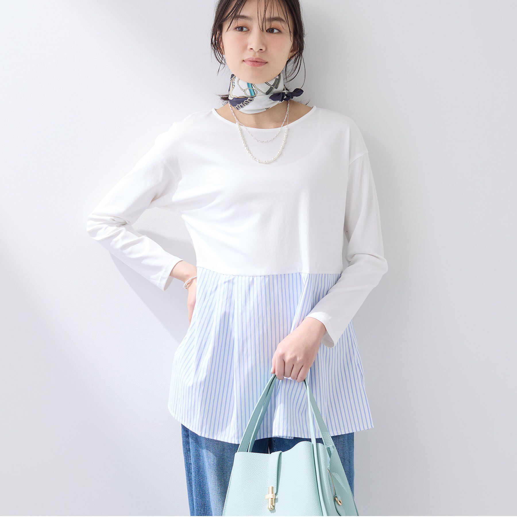 INDIVI「【レイヤードにおすすめ】切り替えデザイントップス」|Tシャツ・カットソー|