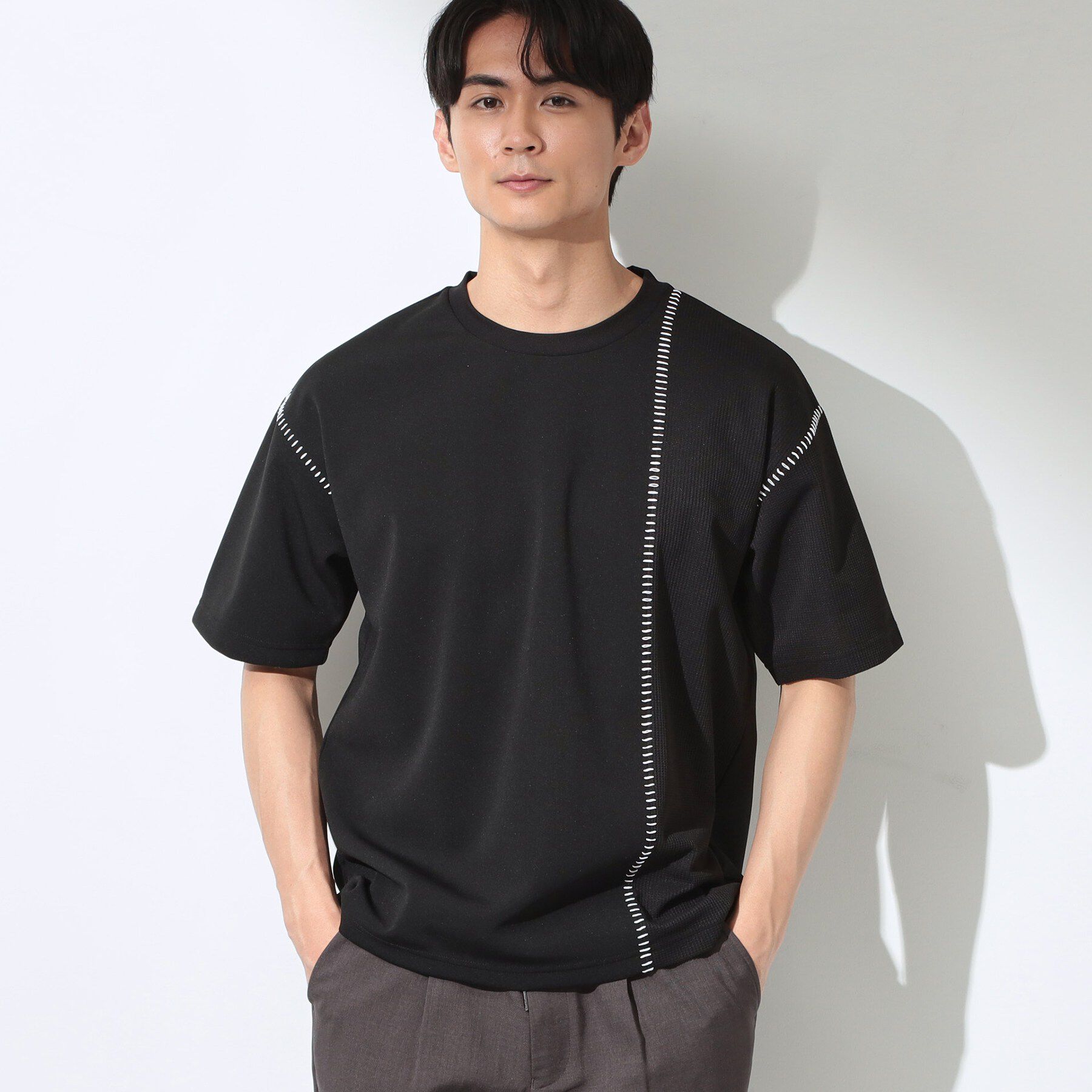 THE SHOP TK「ハンドステッチ 半袖Tシャツ 洗濯機OK」|Tシャツ・カットソー|ブラック(019)