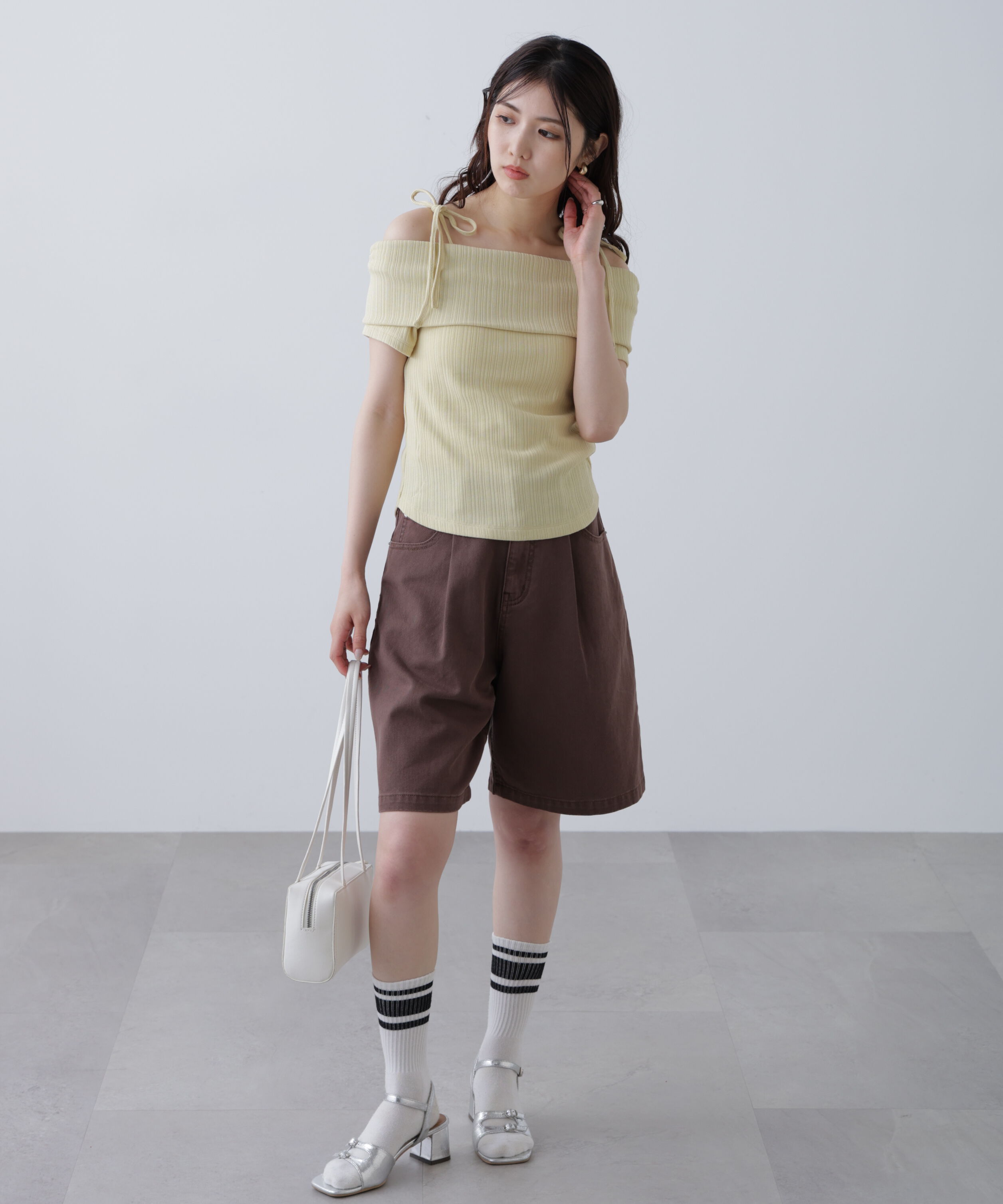  「肩リボンオフショルカットソー」|Tシャツ・カットソー|