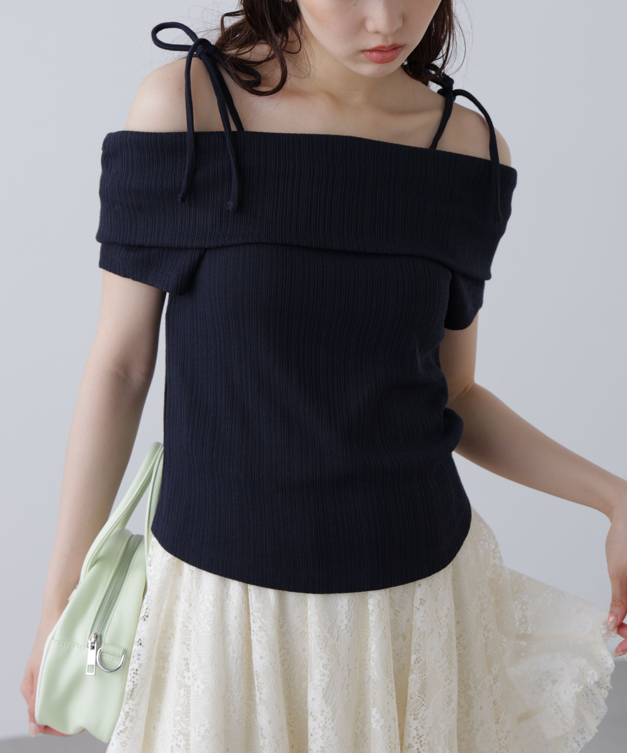  「肩リボンオフショルカットソー」|Tシャツ・カットソー|