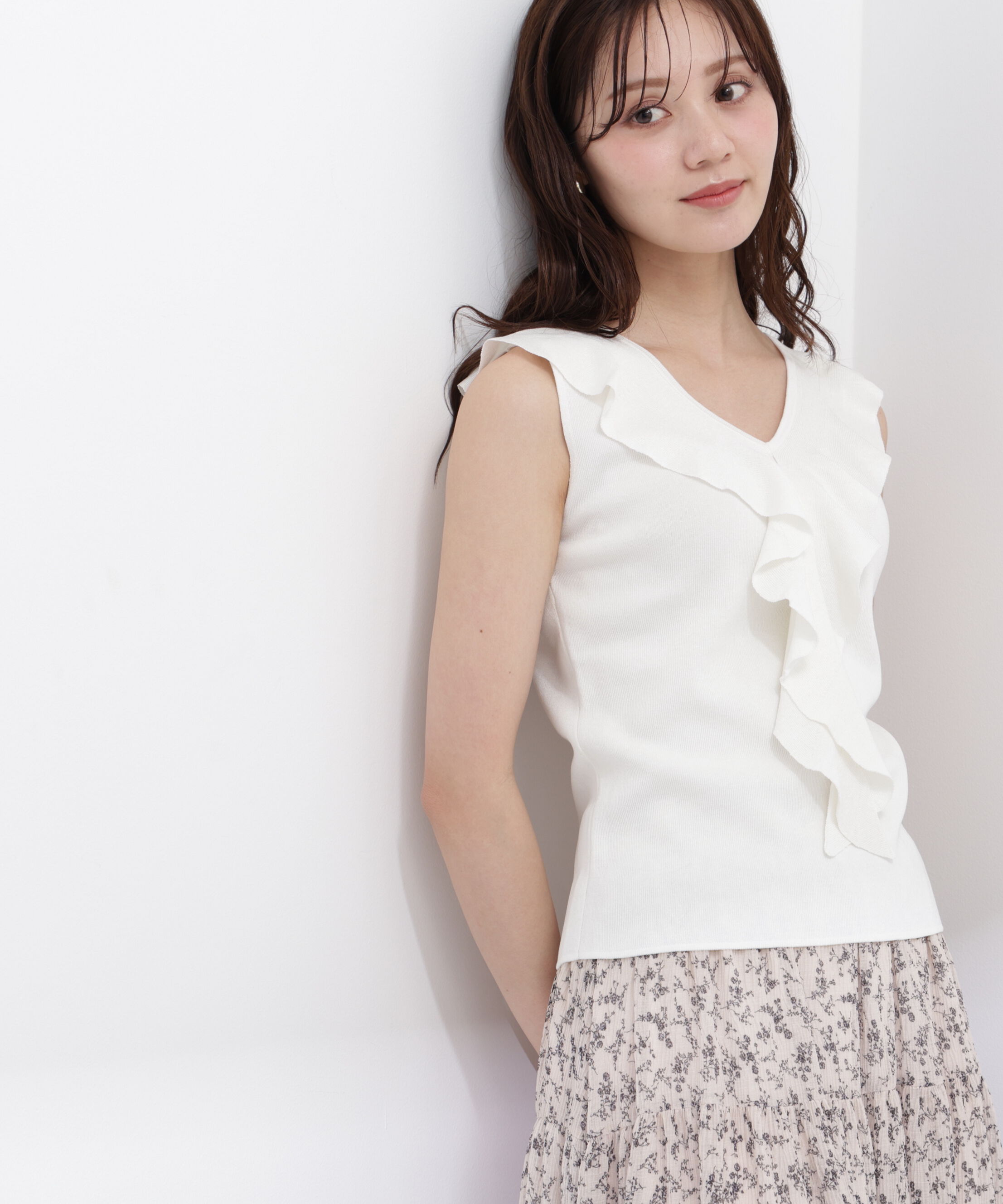 PROPORTION BODY DRESSING「＜中川紅葉さん着用＞フリルノースリーブニット」|ニット・セーター|