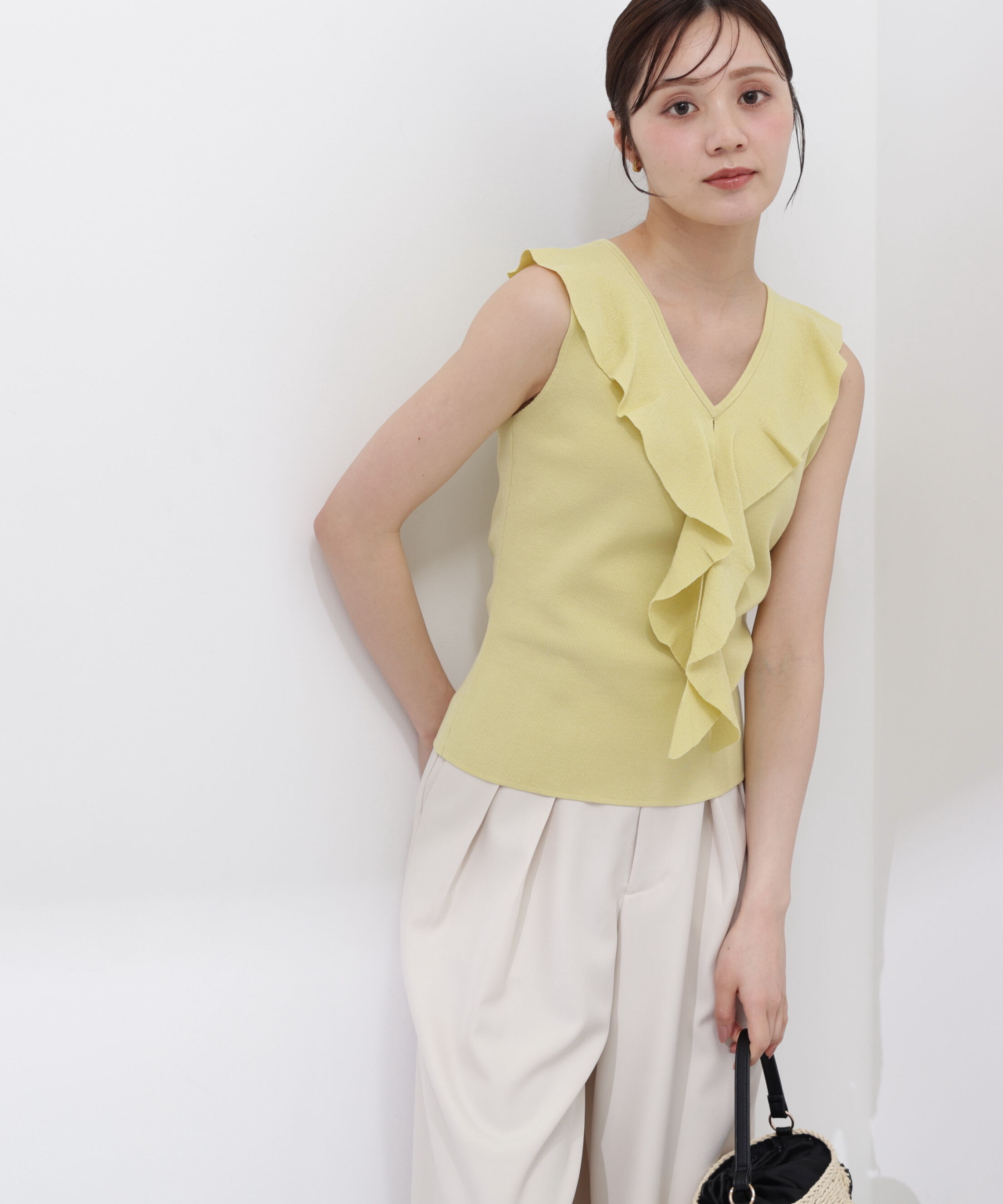 PROPORTION BODY DRESSING「＜中川紅葉さん着用＞フリルノースリーブニット」|ニット・セーター|