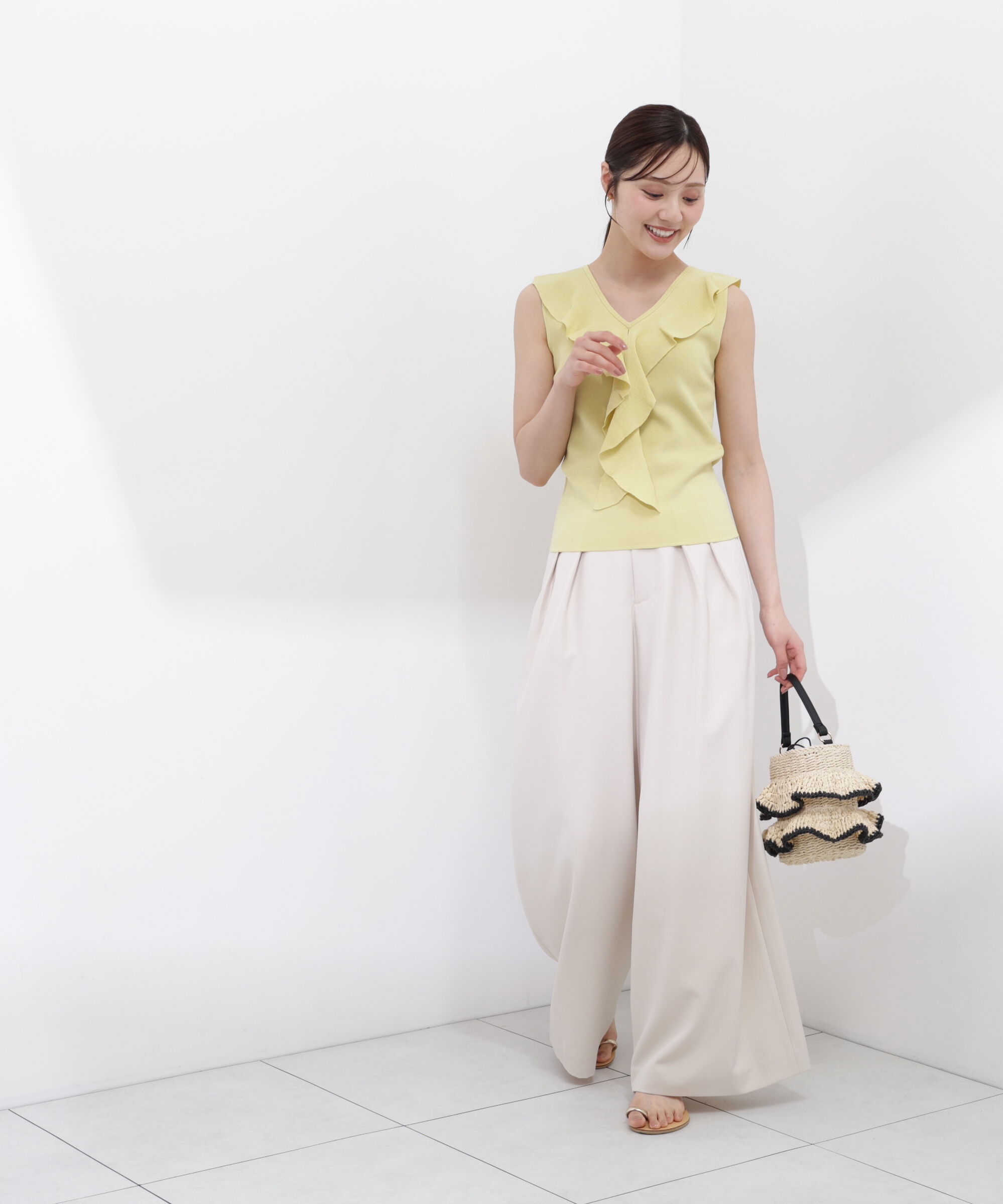 PROPORTION BODY DRESSING「＜中川紅葉さん着用＞フリルノースリーブニット」|ニット・セーター|