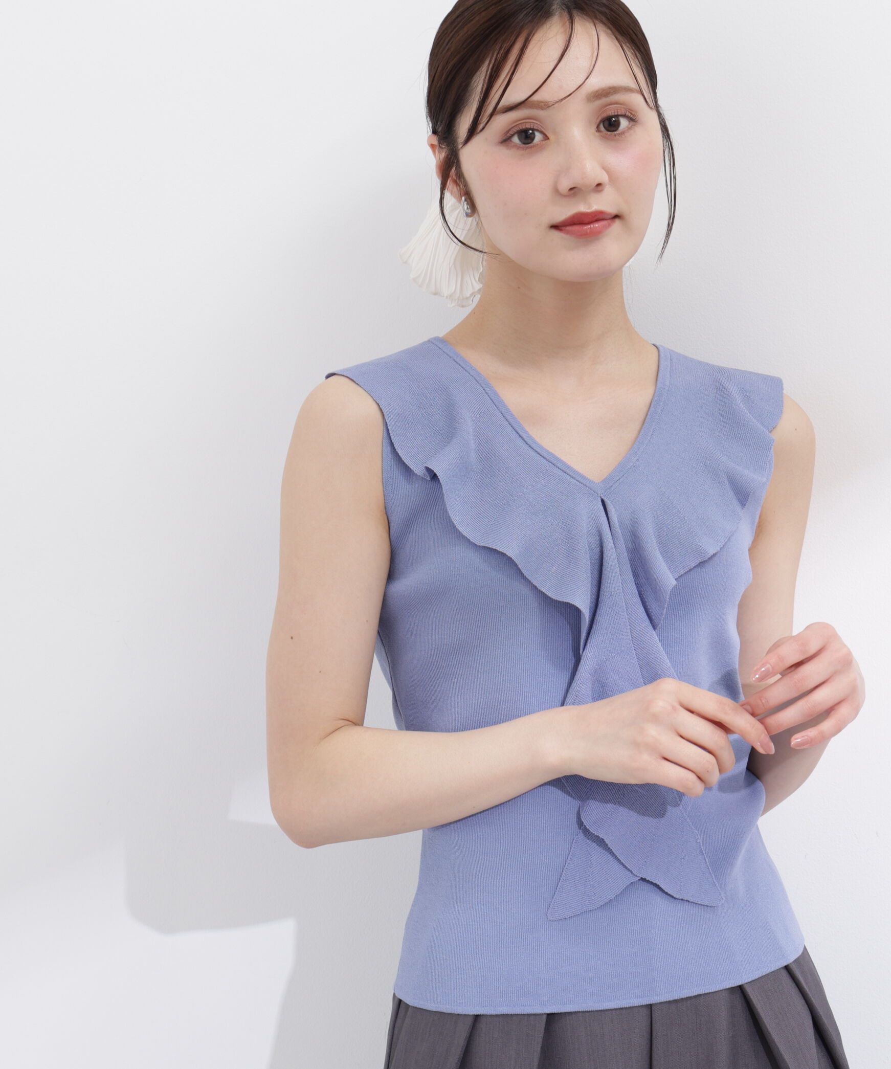 PROPORTION BODY DRESSING「＜中川紅葉さん着用＞フリルノースリーブニット」|ニット・セーター|