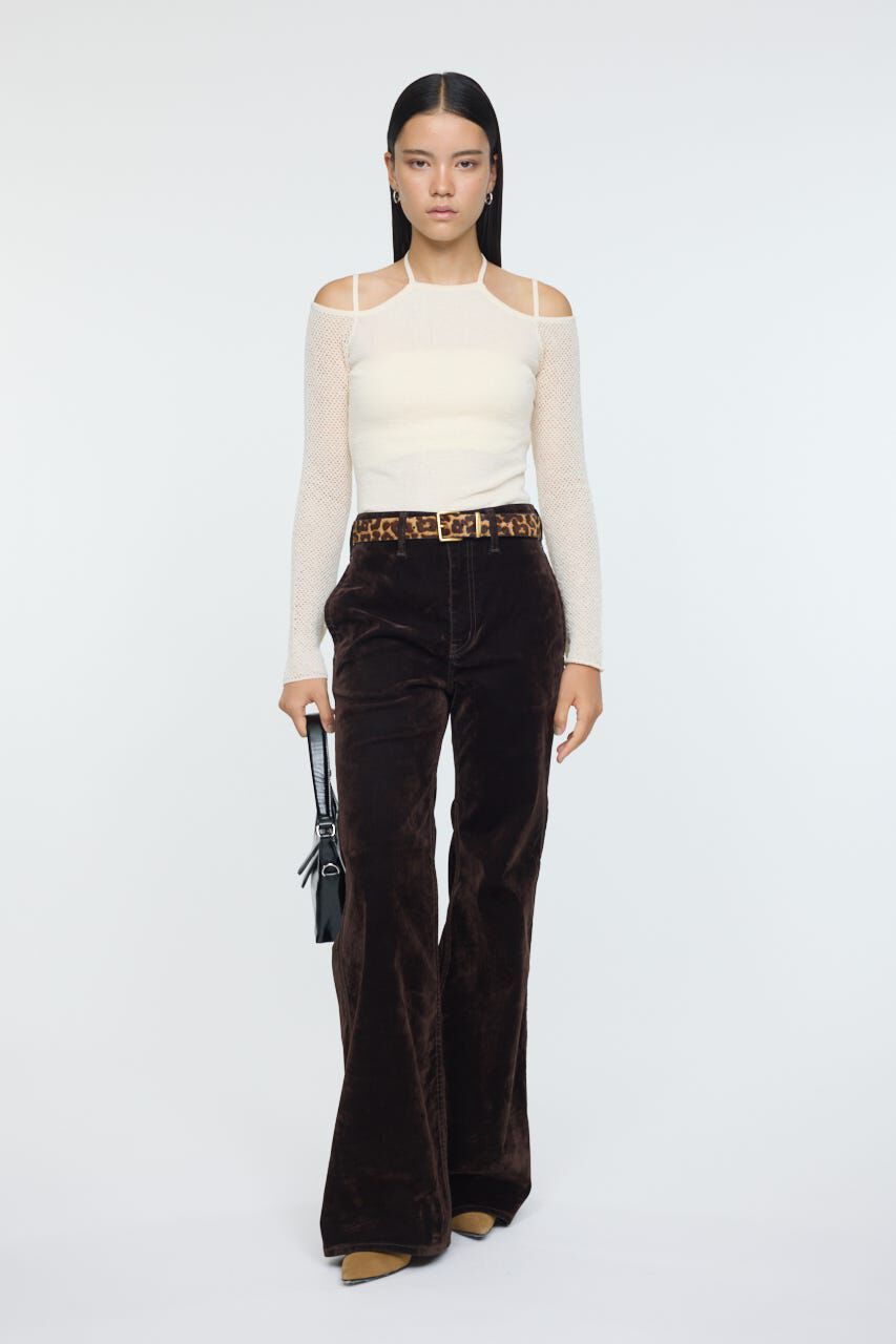 MOUSSY「VELVET LONG LEG フレア」|デニム|