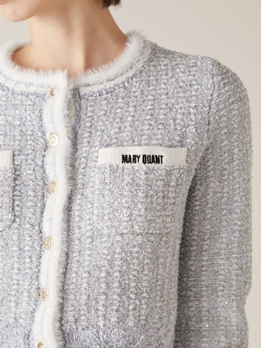 LILY BROWN「【LILY BROWN&times;MARY QUANT】デイジー釦ツイードニットジャケット」|ノーカラージャケット|