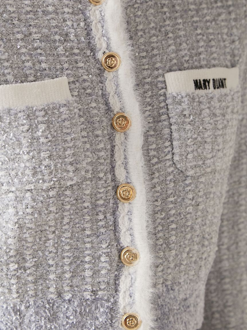 LILY BROWN「【LILY BROWN&times;MARY QUANT】デイジー釦ツイードニットジャケット」|ノーカラージャケット|