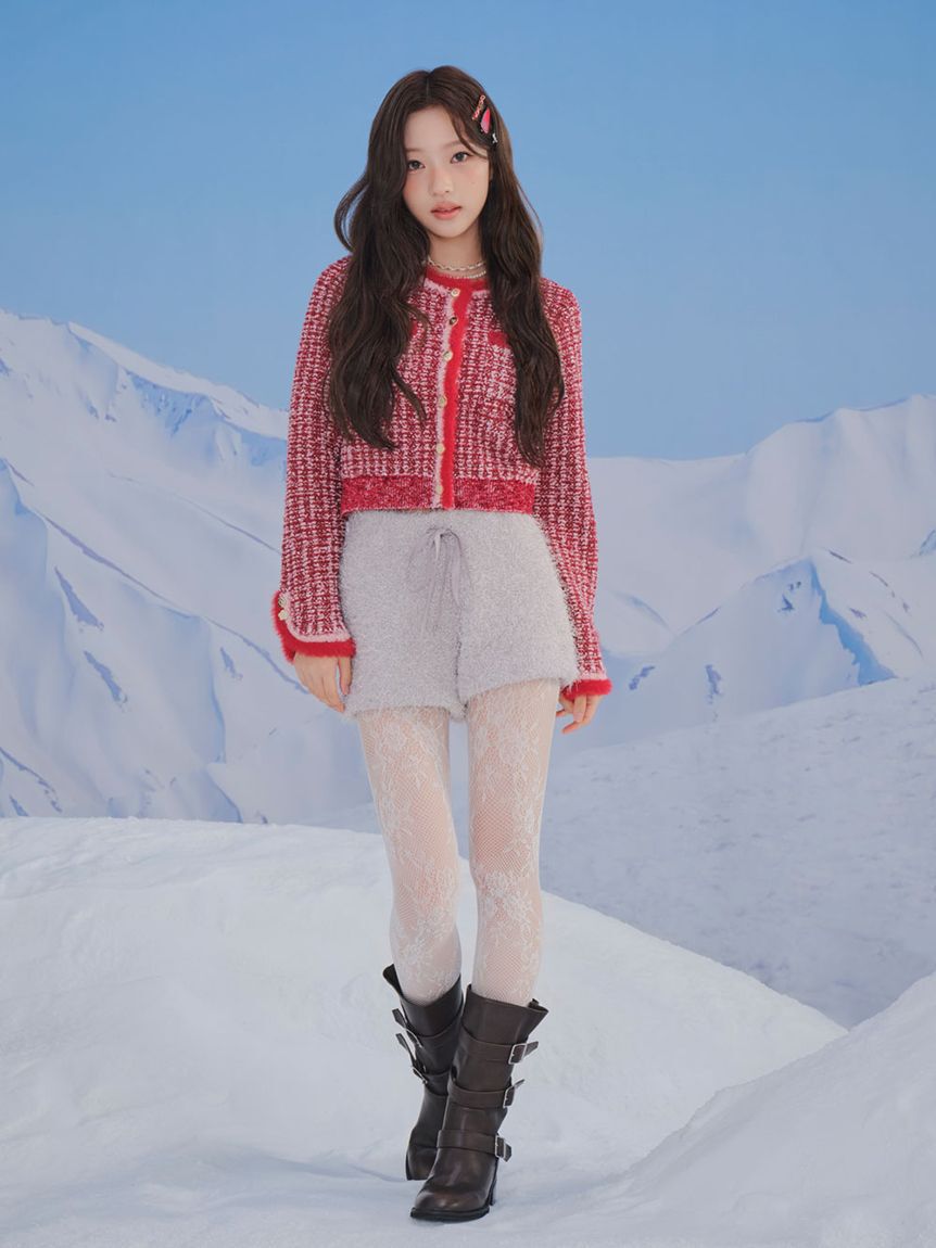 LILY BROWN「【LILY BROWN&times;MARY QUANT】デイジー釦ツイードニットジャケット」|ノーカラージャケット|