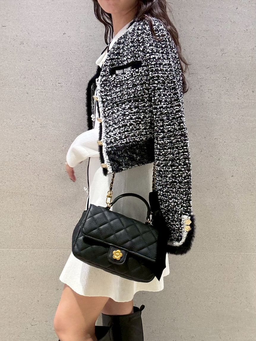 LILY BROWN「【LILY BROWN&times;MARY QUANT】デイジー釦ツイードニットジャケット」|ノーカラージャケット|