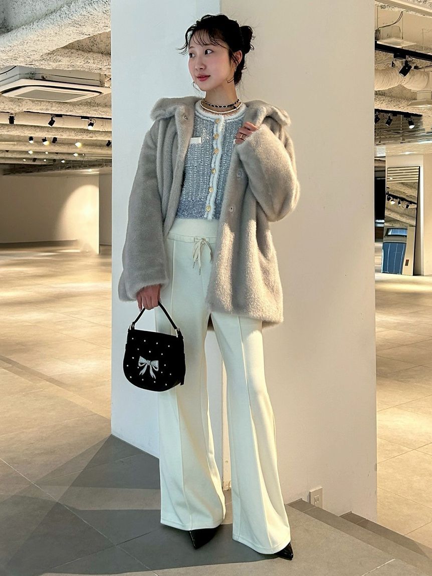 LILY BROWN「【LILY BROWN&times;MARY QUANT】デイジー釦ツイードニットジャケット」|ノーカラージャケット|