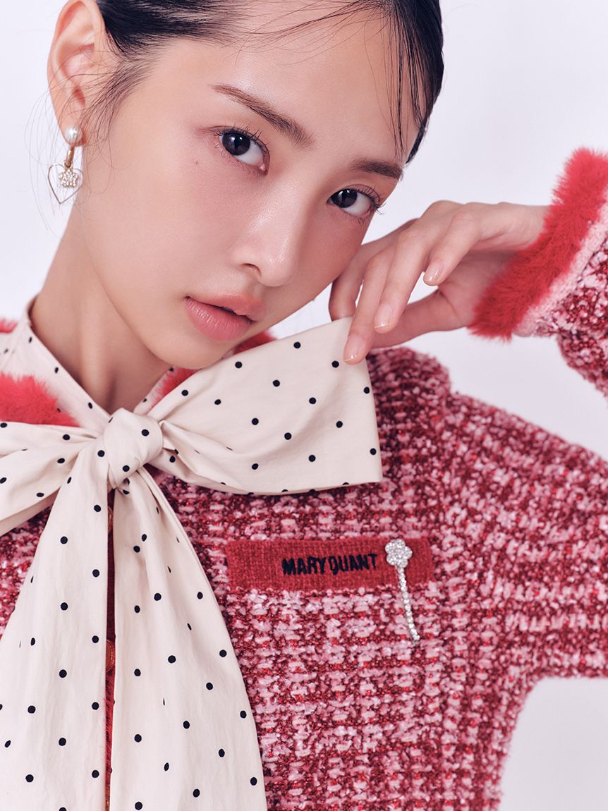 LILY BROWN「【LILY BROWN&times;MARY QUANT】デイジー釦ツイードニットジャケット」|ノーカラージャケット|