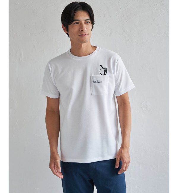 ikka「冷感ポンチメガネ刺繍ポケT」|Tシャツ・カットソー|ホワイト