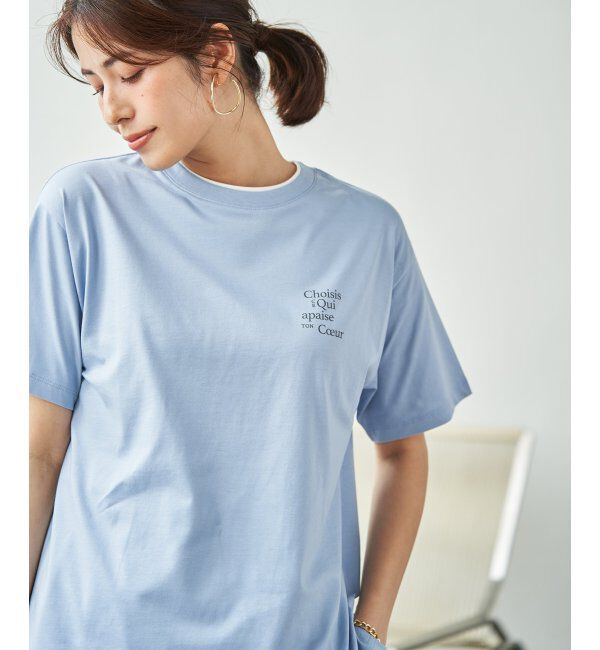 ikka「【接触冷感】裾レイヤードプリントTシャツ」|その他|