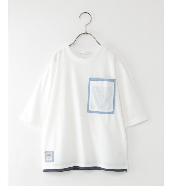 ikka kids「デニムライクMIX BIGポケTシャツ（120~160cm）」|Tシャツ・カットソー|オフホワイト