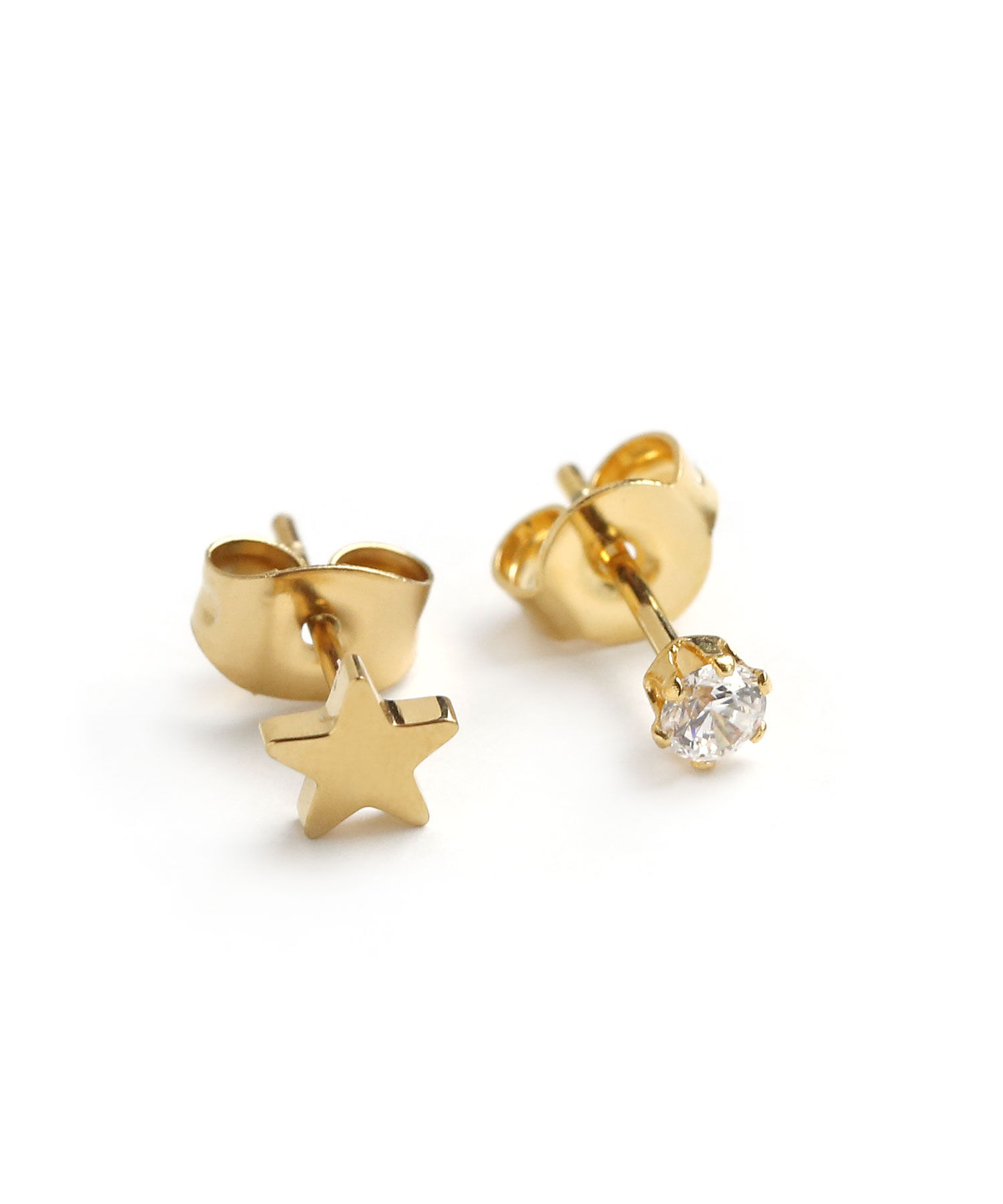 colleca la「[stainless]ステンレス・ 星とストーンのセットピアス〈金属アレルギー対応〉」|ピアス|