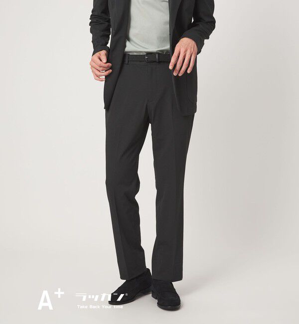 UNITED ARROWS green label relaxing「A+ ラッカンジャージ スタンダード イージー NP スラックス セットアップパンツ -ウォッシャブル・ストレッ」|スラックス|DK.GRAY