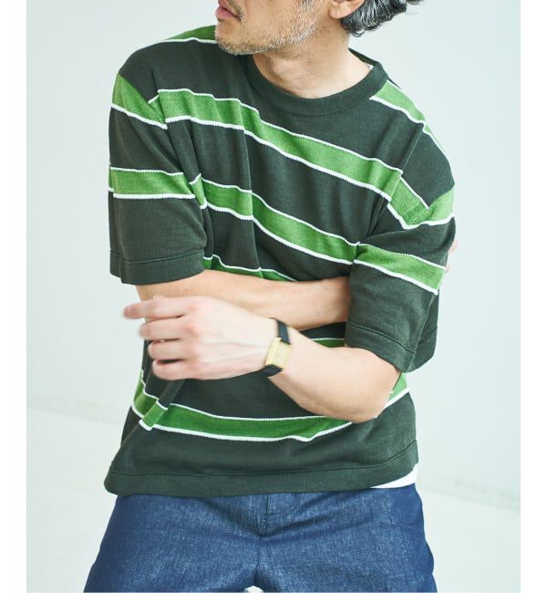 EDIFICE「《EDIFICE by PIPPIOLINO》ボーダー ニット Tシャツ」|Tシャツ・カットソー|