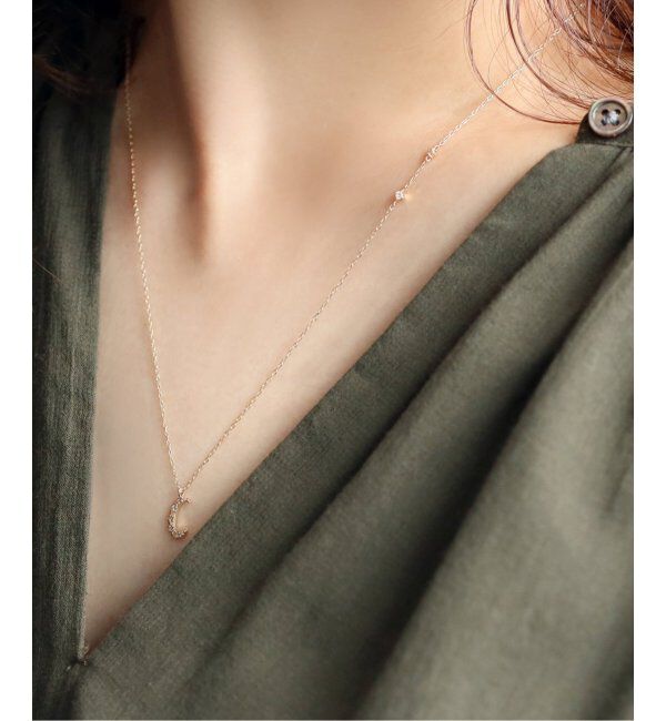 Lilas by Spick&Span「ムーンパヴェダイヤ45cmネックレス K10」|ネックレス|