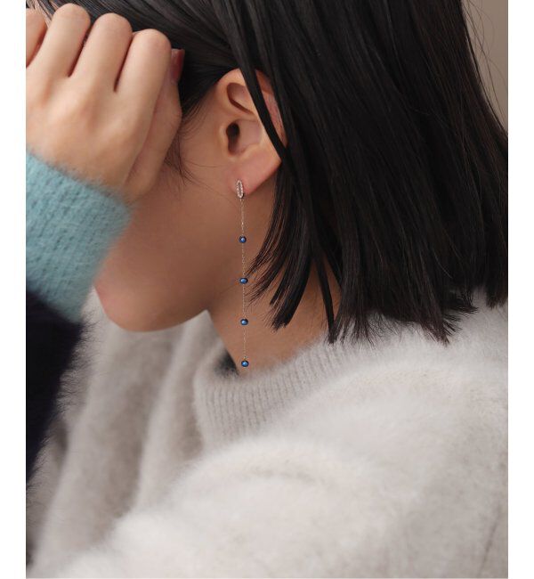 Lilas by Spick&Span「インディゴパールサークルダイヤステーションチェーンピアス K10（両耳）」|ピアス|