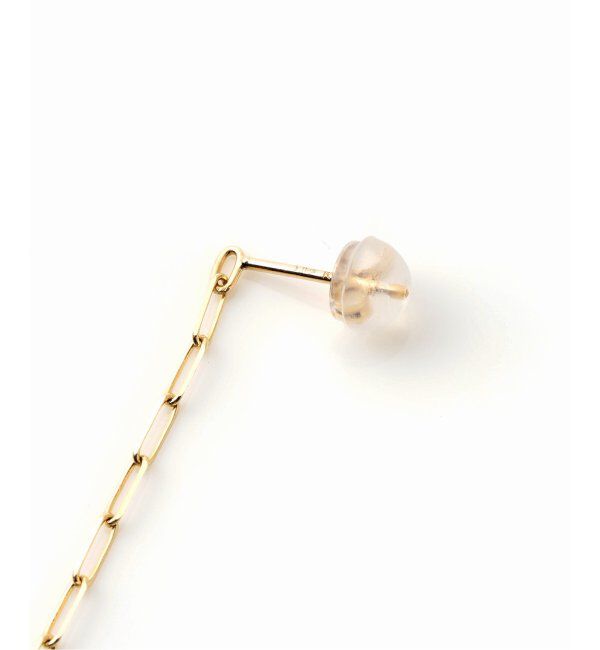 Lilas by Spick&Span「オニキスピラミッドモチーフチェーンピアス K10（両耳）」|ピアス|