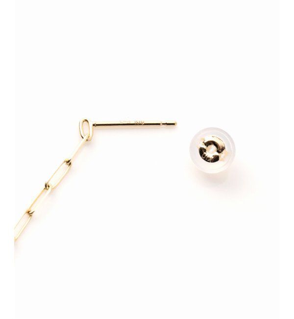 Lilas by Spick&Span「オニキスピラミッドモチーフチェーンピアス K10（両耳）」|ピアス|
