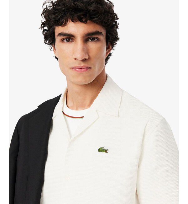 LACOSTE「ワッフルニットオープンカラーシャツ」|シャツ・ブラウス|