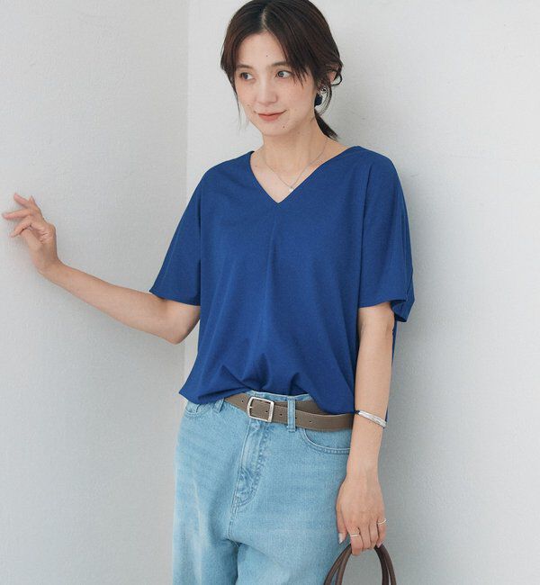  「予約【接触冷感/紫外線防止/セットアップ可】Vネックコクーンカットソー」|Tシャツ・カットソー|