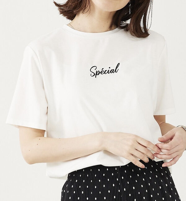 abahouse mavie「ロゴ＆刺繍コンパクトT」|Tシャツ・カットソー|ホワイト系その他2