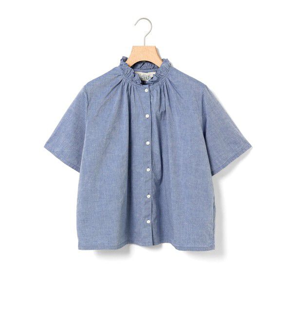 MidiUmi「MidiUmi シャンブレーフリルシャツ」|シャツ・ブラウス|ネイビーC（color77C)